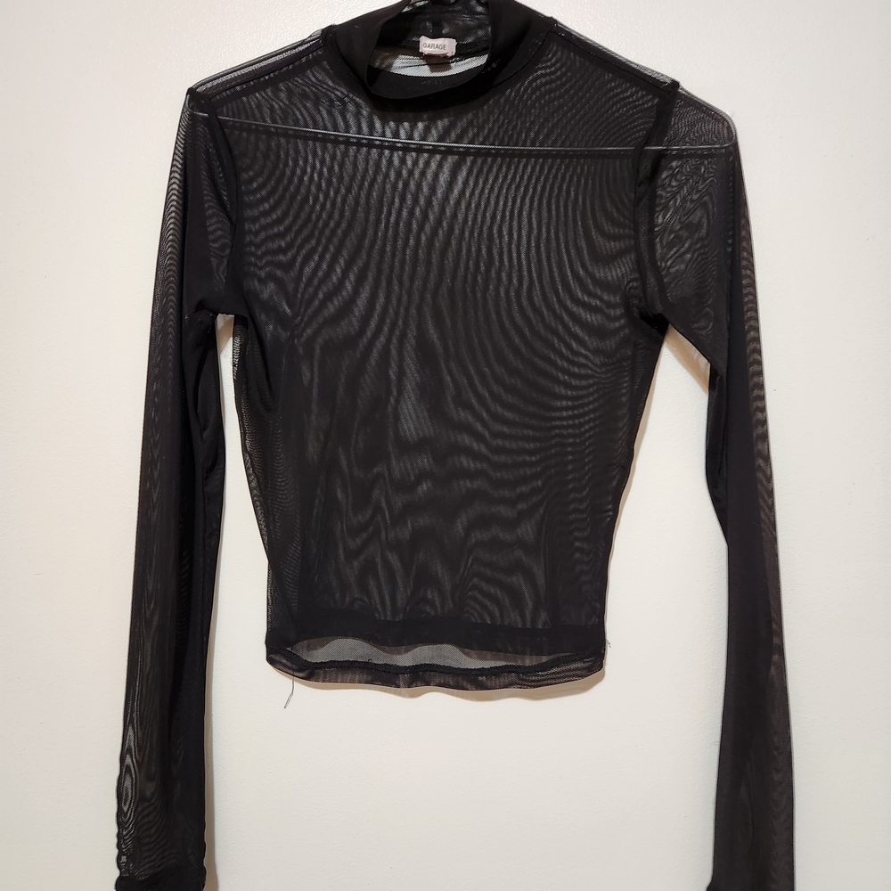 Garage Black Mesh Long Sleeve Top